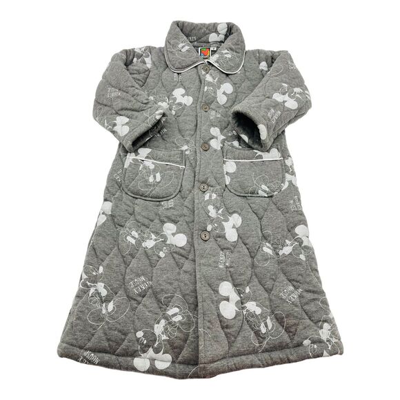 Disney Mickey Mouse Robe Unlimited Kids Button Robe Gray Quilted Size 8 - Picture 1 of 9
